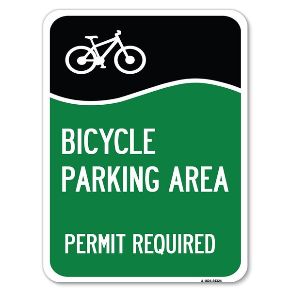 Bicycle Parking Area-Permit Required with Graphic Rust Proof Parking, A-1824-24324